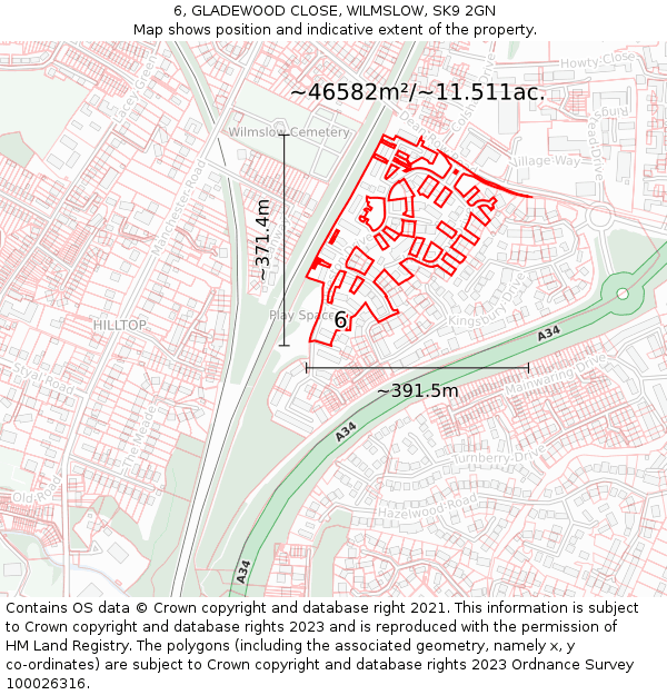 6, GLADEWOOD CLOSE, WILMSLOW, SK9 2GN: Plot and title map