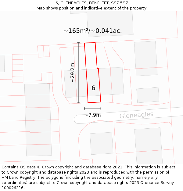 6, GLENEAGLES, BENFLEET, SS7 5SZ: Plot and title map