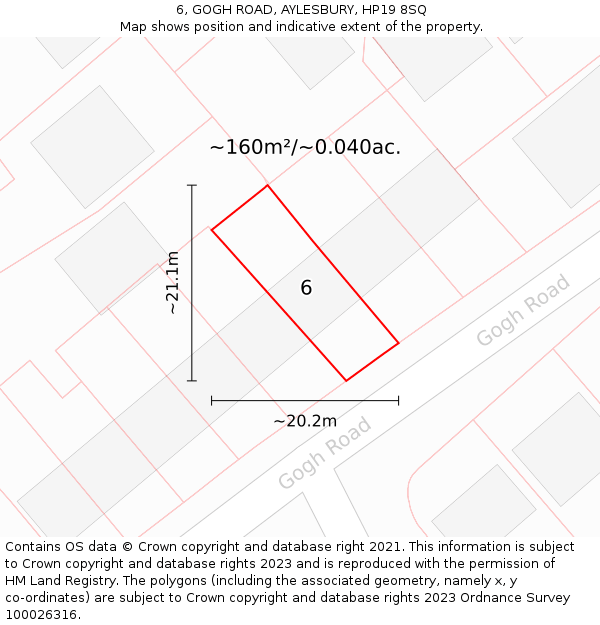 6, GOGH ROAD, AYLESBURY, HP19 8SQ: Plot and title map