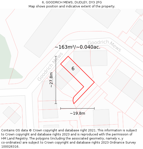 6, GOODRICH MEWS, DUDLEY, DY3 2FG: Plot and title map