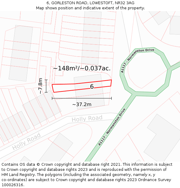 6, GORLESTON ROAD, LOWESTOFT, NR32 3AG: Plot and title map