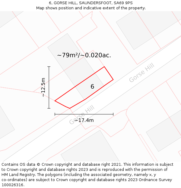 6, GORSE HILL, SAUNDERSFOOT, SA69 9PS: Plot and title map