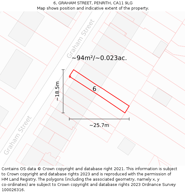 6, GRAHAM STREET, PENRITH, CA11 9LG: Plot and title map