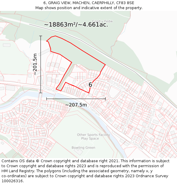 6, GRAIG VIEW, MACHEN, CAERPHILLY, CF83 8SE: Plot and title map