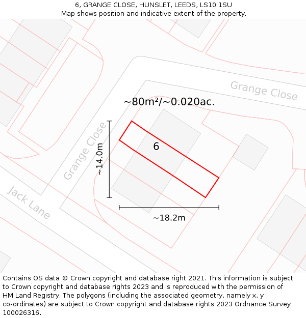 6, GRANGE CLOSE, HUNSLET, LEEDS, LS10 1SU: Plot and title map