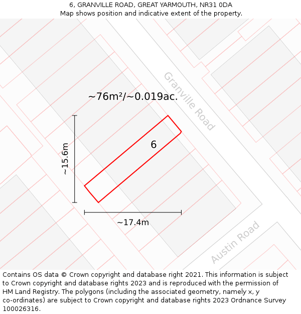 6, GRANVILLE ROAD, GREAT YARMOUTH, NR31 0DA: Plot and title map