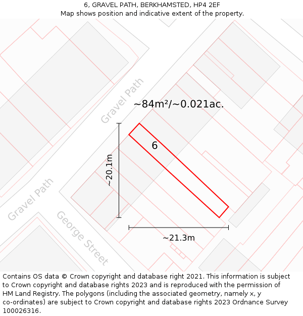6, GRAVEL PATH, BERKHAMSTED, HP4 2EF: Plot and title map