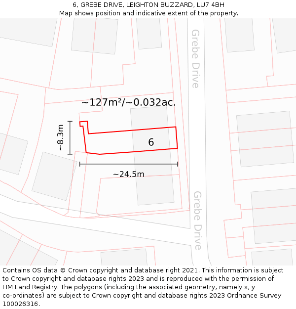6, GREBE DRIVE, LEIGHTON BUZZARD, LU7 4BH: Plot and title map