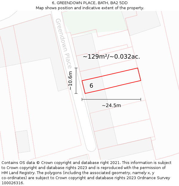 6, GREENDOWN PLACE, BATH, BA2 5DD: Plot and title map