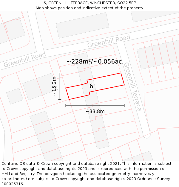 6, GREENHILL TERRACE, WINCHESTER, SO22 5EB: Plot and title map