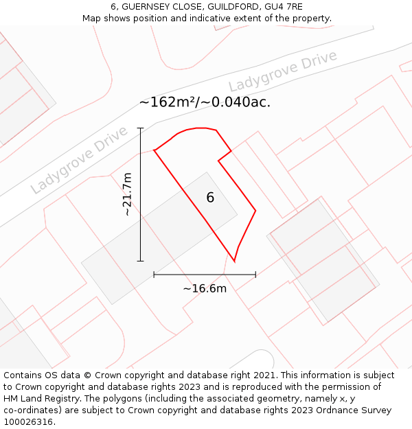 6, GUERNSEY CLOSE, GUILDFORD, GU4 7RE: Plot and title map