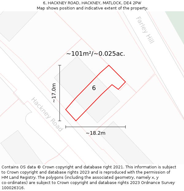 6, HACKNEY ROAD, HACKNEY, MATLOCK, DE4 2PW: Plot and title map