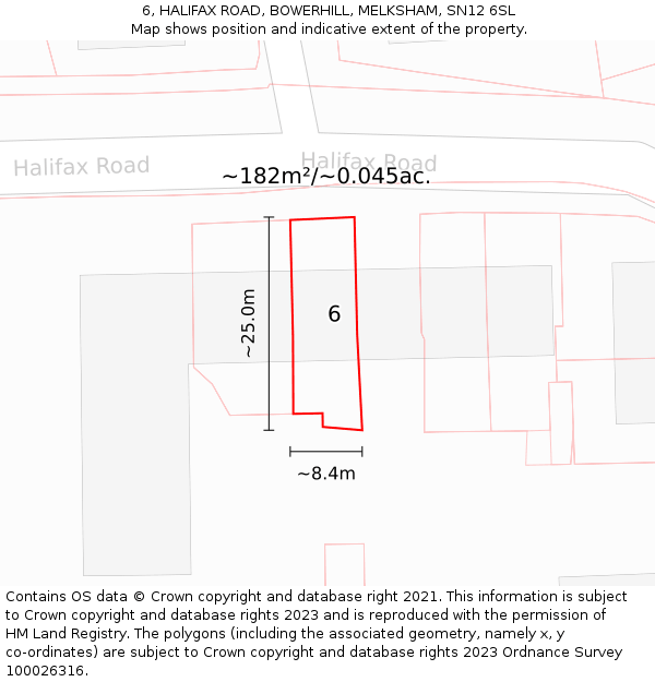 6, HALIFAX ROAD, BOWERHILL, MELKSHAM, SN12 6SL: Plot and title map