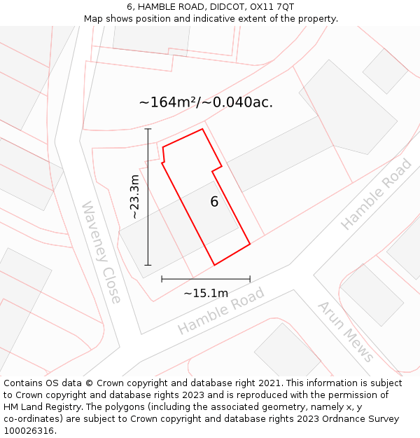 6, HAMBLE ROAD, DIDCOT, OX11 7QT: Plot and title map