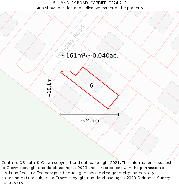6, HANDLEY ROAD, CARDIFF, CF24 2HF: Plot and title map