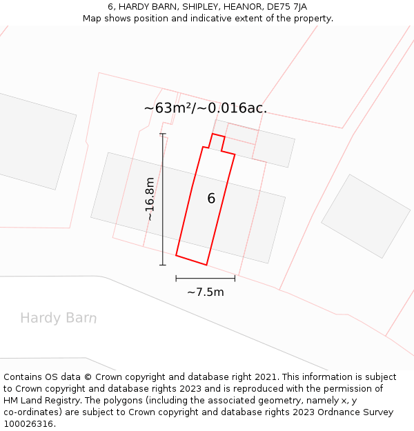 6, HARDY BARN, SHIPLEY, HEANOR, DE75 7JA: Plot and title map