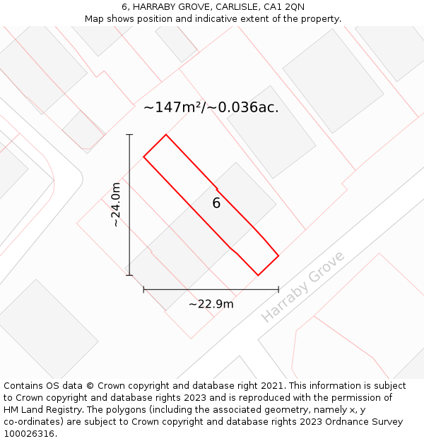 6, HARRABY GROVE, CARLISLE, CA1 2QN: Plot and title map
