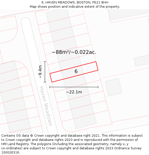 6, HAVEN MEADOWS, BOSTON, PE21 8HH: Plot and title map