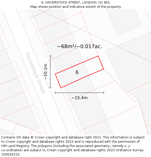 6, HAVERSTOCK STREET, LONDON, N1 8DL: Plot and title map