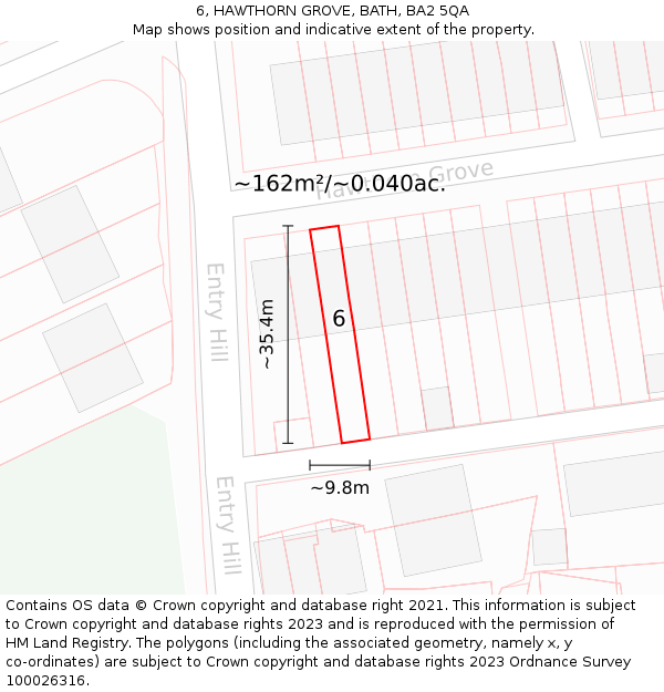 6, HAWTHORN GROVE, BATH, BA2 5QA: Plot and title map