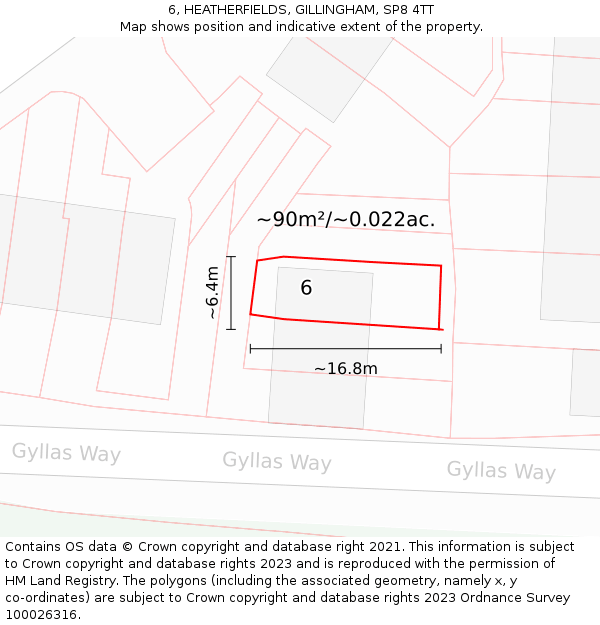 6, HEATHERFIELDS, GILLINGHAM, SP8 4TT: Plot and title map