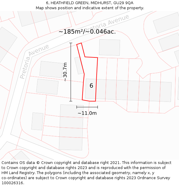 6, HEATHFIELD GREEN, MIDHURST, GU29 9QA: Plot and title map