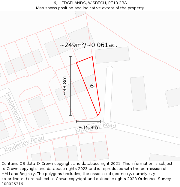 6, HEDGELANDS, WISBECH, PE13 3BA: Plot and title map