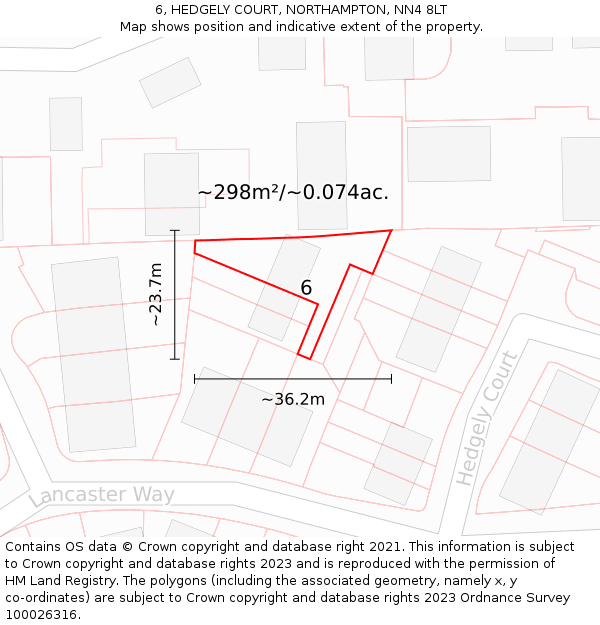 6, HEDGELY COURT, NORTHAMPTON, NN4 8LT: Plot and title map