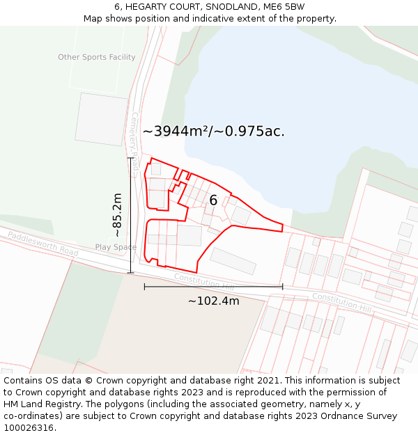 6, HEGARTY COURT, SNODLAND, ME6 5BW: Plot and title map