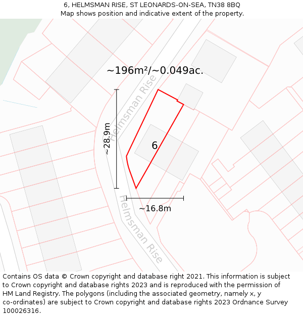 6, HELMSMAN RISE, ST LEONARDS-ON-SEA, TN38 8BQ: Plot and title map
