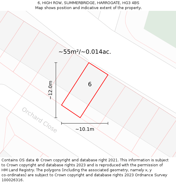 6, HIGH ROW, SUMMERBRIDGE, HARROGATE, HG3 4BS: Plot and title map