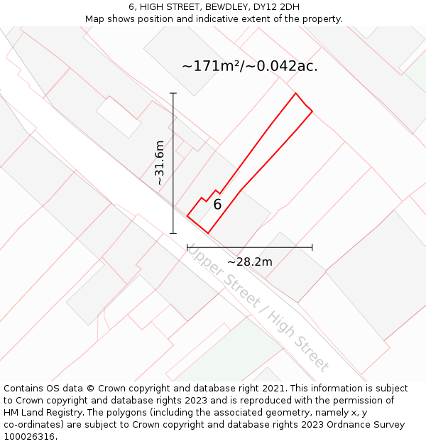 6, HIGH STREET, BEWDLEY, DY12 2DH: Plot and title map