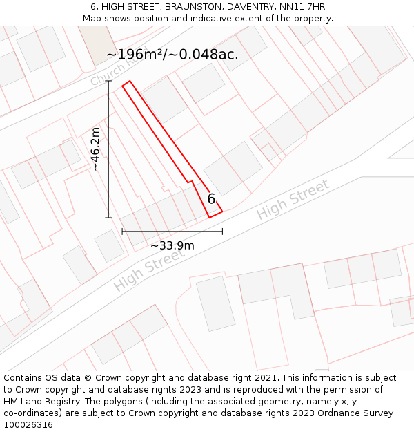 6, HIGH STREET, BRAUNSTON, DAVENTRY, NN11 7HR: Plot and title map