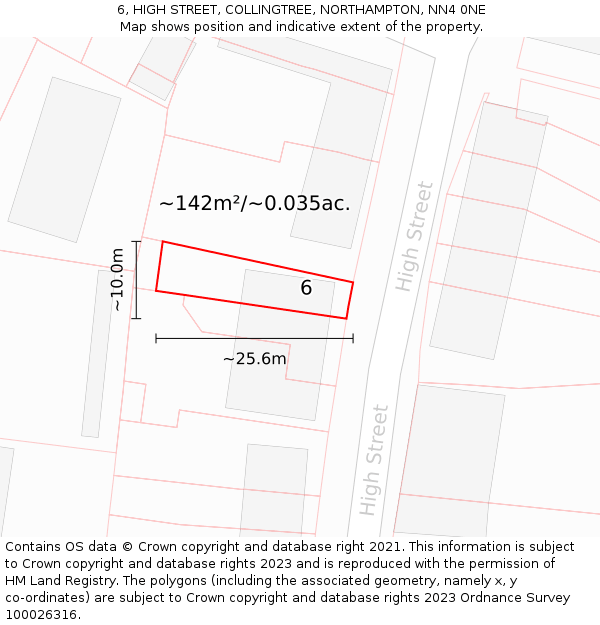 6, HIGH STREET, COLLINGTREE, NORTHAMPTON, NN4 0NE: Plot and title map