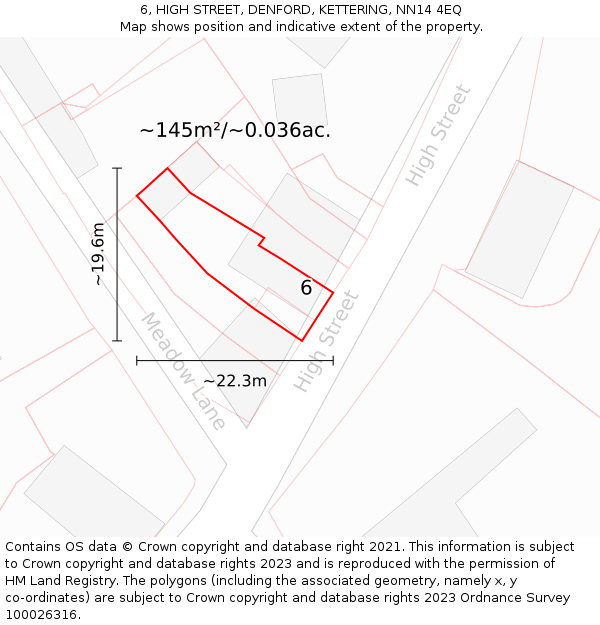 6, HIGH STREET, DENFORD, KETTERING, NN14 4EQ: Plot and title map