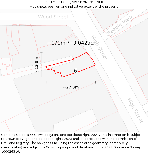 6, HIGH STREET, SWINDON, SN1 3EP: Plot and title map