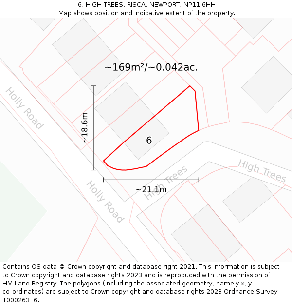 6, HIGH TREES, RISCA, NEWPORT, NP11 6HH: Plot and title map