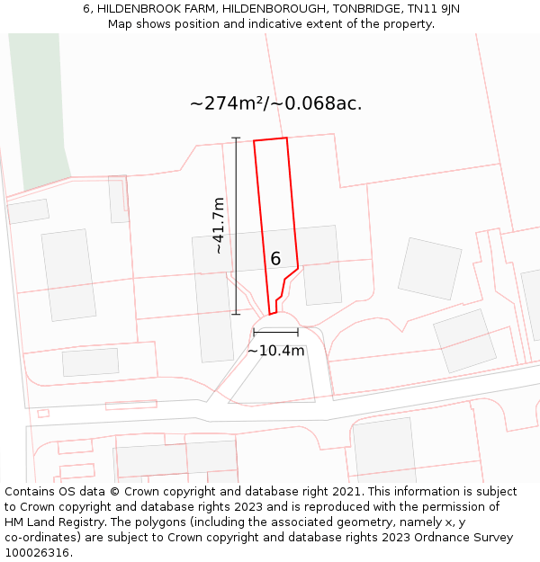 6, HILDENBROOK FARM, HILDENBOROUGH, TONBRIDGE, TN11 9JN: Plot and title map