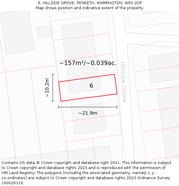 6, HILLSIDE GROVE, PENKETH, WARRINGTON, WA5 2DP: Plot and title map