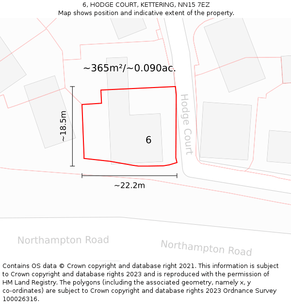 6, HODGE COURT, KETTERING, NN15 7EZ: Plot and title map