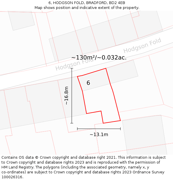 6, HODGSON FOLD, BRADFORD, BD2 4EB: Plot and title map