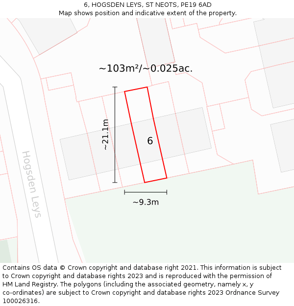 6, HOGSDEN LEYS, ST NEOTS, PE19 6AD: Plot and title map