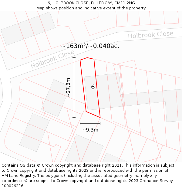 6, HOLBROOK CLOSE, BILLERICAY, CM11 2NG: Plot and title map