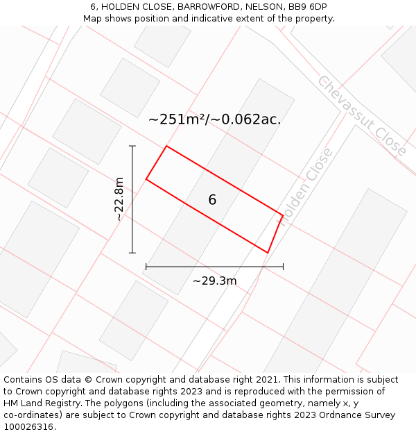 6, HOLDEN CLOSE, BARROWFORD, NELSON, BB9 6DP: Plot and title map
