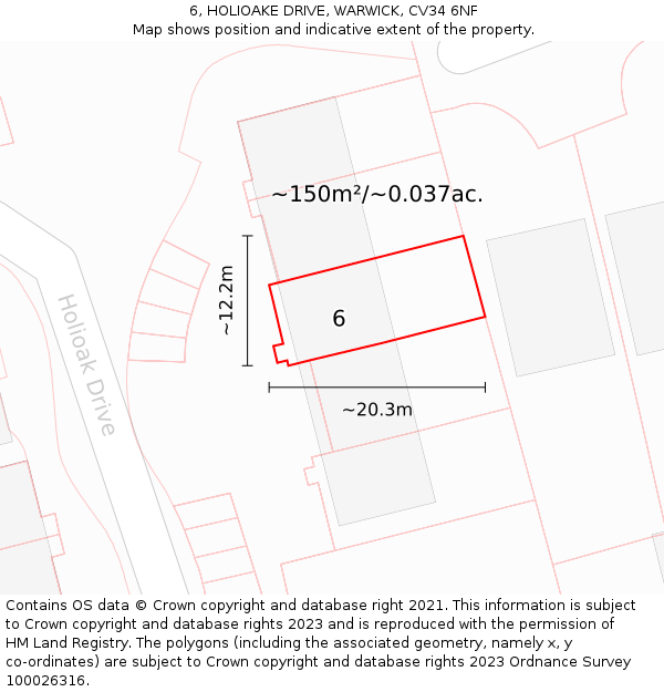 6, HOLIOAKE DRIVE, WARWICK, CV34 6NF: Plot and title map