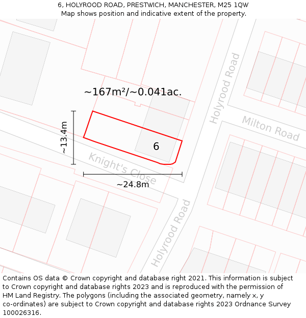 6, HOLYROOD ROAD, PRESTWICH, MANCHESTER, M25 1QW: Plot and title map
