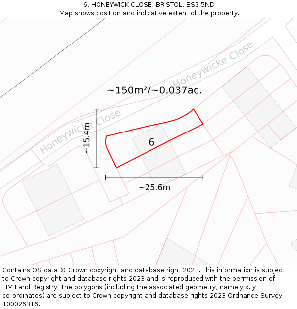 6, HONEYWICK CLOSE, BRISTOL, BS3 5ND: Plot and title map