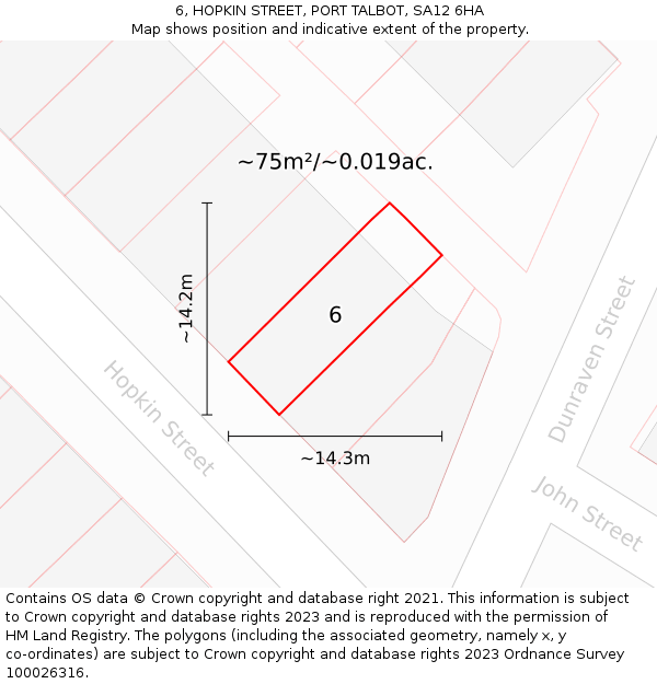 6, HOPKIN STREET, PORT TALBOT, SA12 6HA: Plot and title map