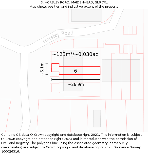 6, HORSLEY ROAD, MAIDENHEAD, SL6 7RL: Plot and title map
