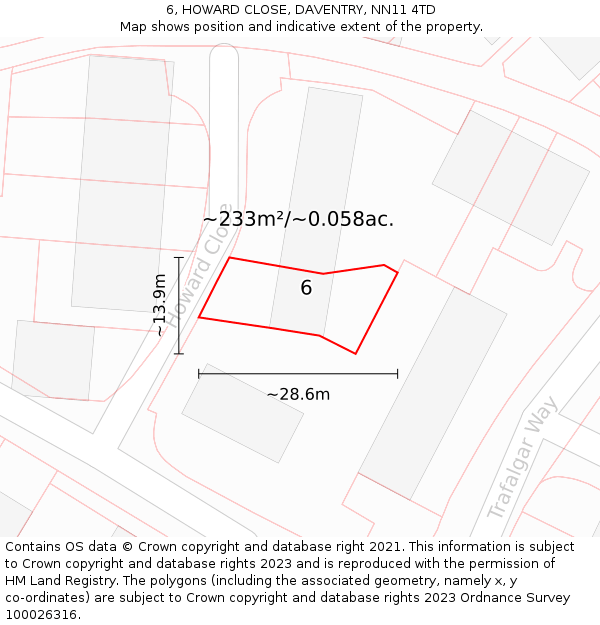 6, HOWARD CLOSE, DAVENTRY, NN11 4TD: Plot and title map